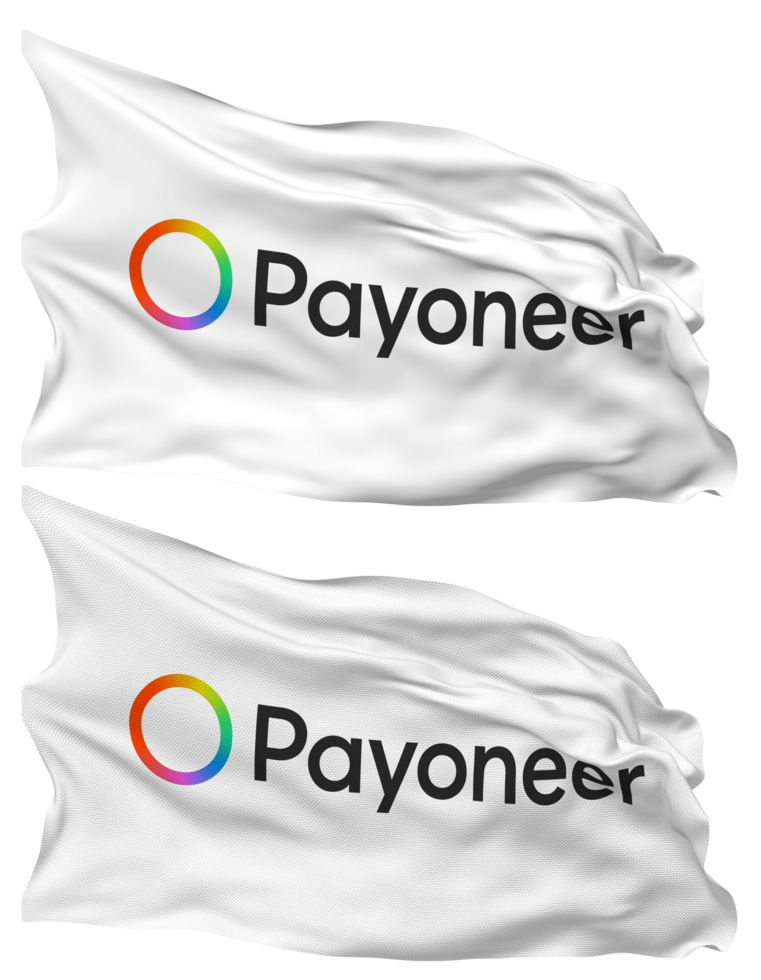 payoneer global inc drapeau vagues isolé dans plaine et bosse texture, avec transparent arrière-plan, 3d le rendu png