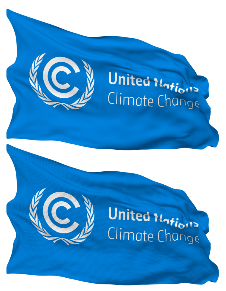 United Nations Framework Convention on Climate Change, UNFCCC Flag Waves Isolated in Plain and Bump Texture, with Transparent Background, 3D Rendering png