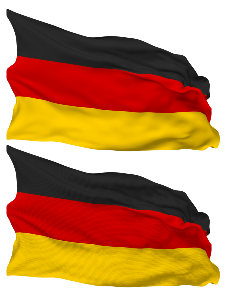 Germany Flag Waves Isolated in Plain and Bump Texture, with Transparent Background, 3D Rendering png
