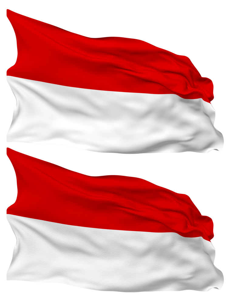 Indonesia bandera olas aislado en llanura y bache textura, con transparente fondo, 3d representación png