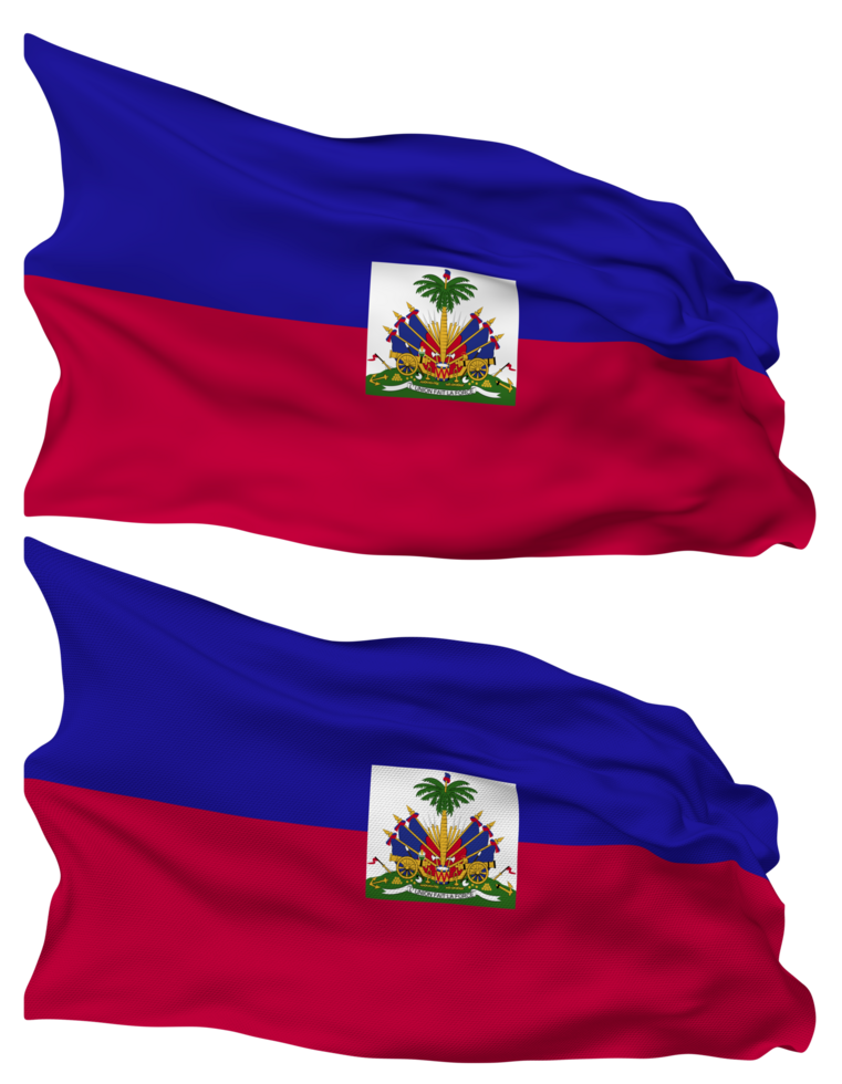 Haiti Flag Waves Isolated in Plain and Bump Texture, with Transparent Background, 3D Rendering png