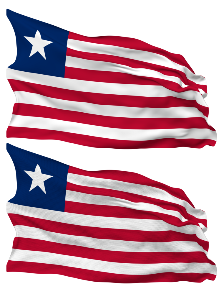 Liberia Flag Waves Isolated in Plain and Bump Texture, with Transparent Background, 3D Rendering png