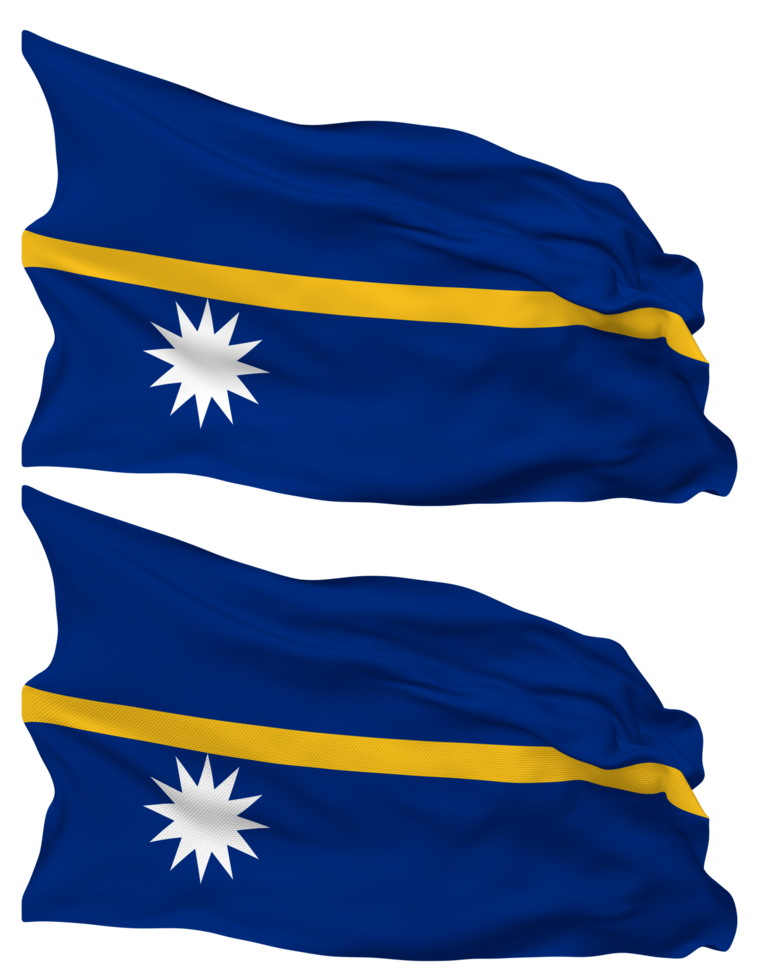 Nauru Flag Waves Isolated in Plain and Bump Texture, with Transparent Background, 3D Rendering png