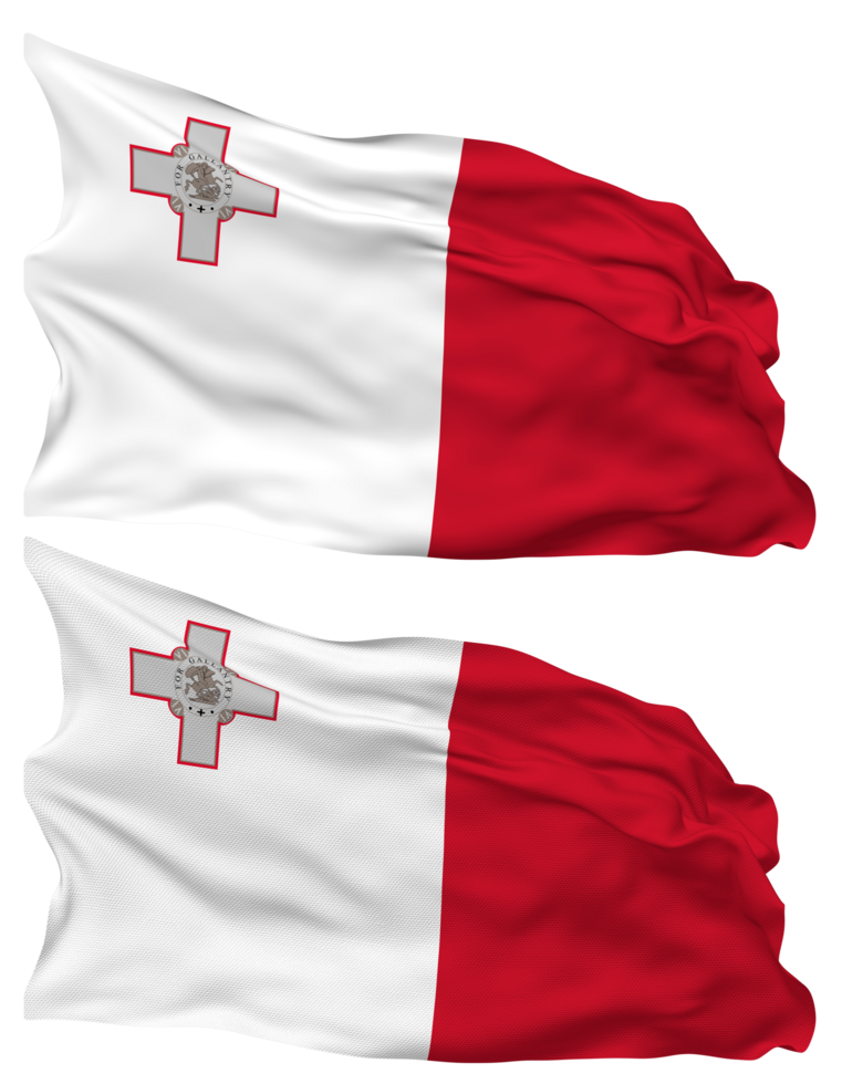 malta flagga vågor isolerat i enkel och stöta textur, med transparent bakgrund, 3d tolkning png