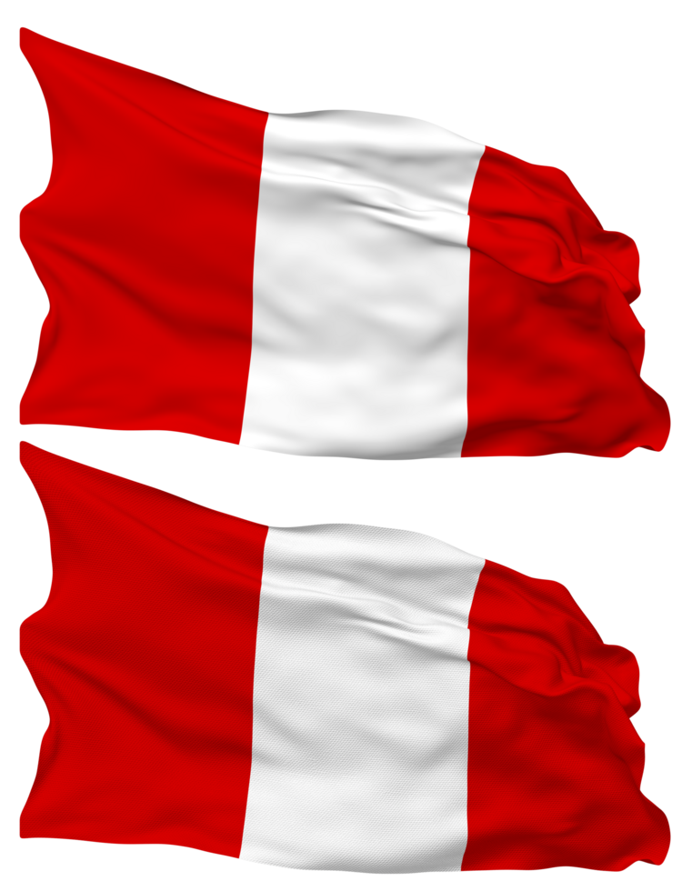 Peru Flag Waves Isolated in Plain and Bump Texture, with Transparent Background, 3D Rendering png