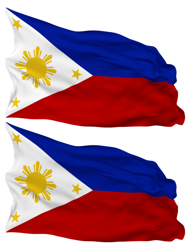 Philippinen Flagge Wellen isoliert im einfach und stoßen Textur, mit transparent Hintergrund, 3d Rendern png