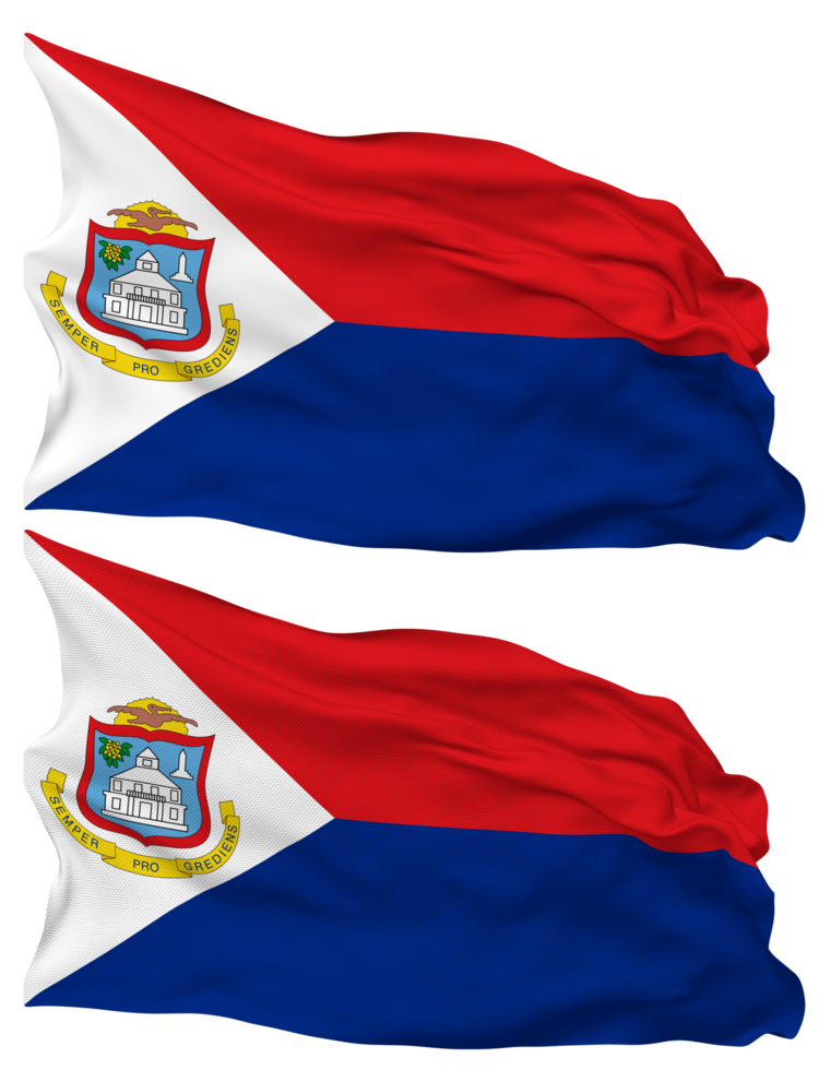 Sint Maarten Flag Waves Isolated in Plain and Bump Texture, with Transparent Background, 3D Rendering png