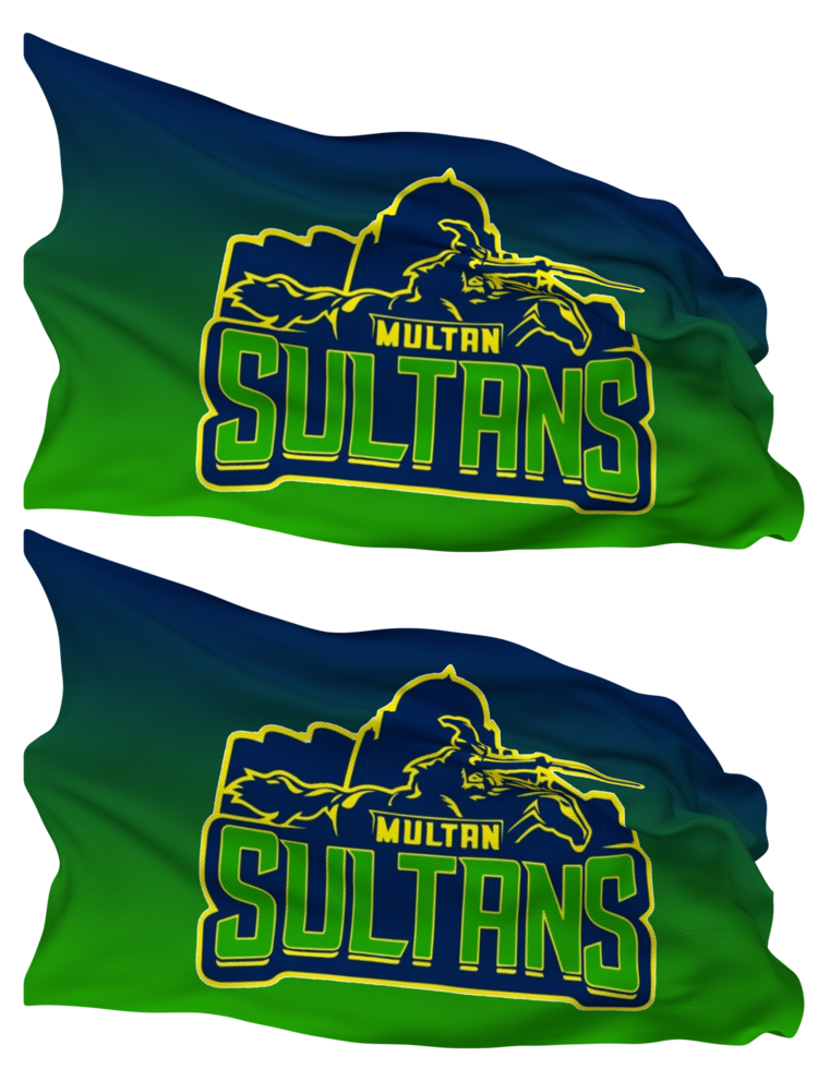 Multan Sultans, MS Flag Waves Isolated in Plain and Bump Texture, with Transparent Background, 3D Rendering png
