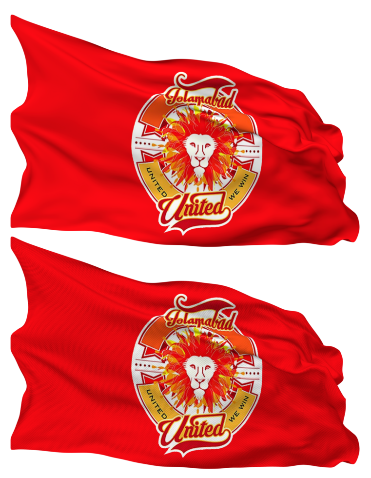 Islamabad United, IU Flag Waves Isolated in Plain and Bump Texture, with Transparent Background, 3D Rendering png