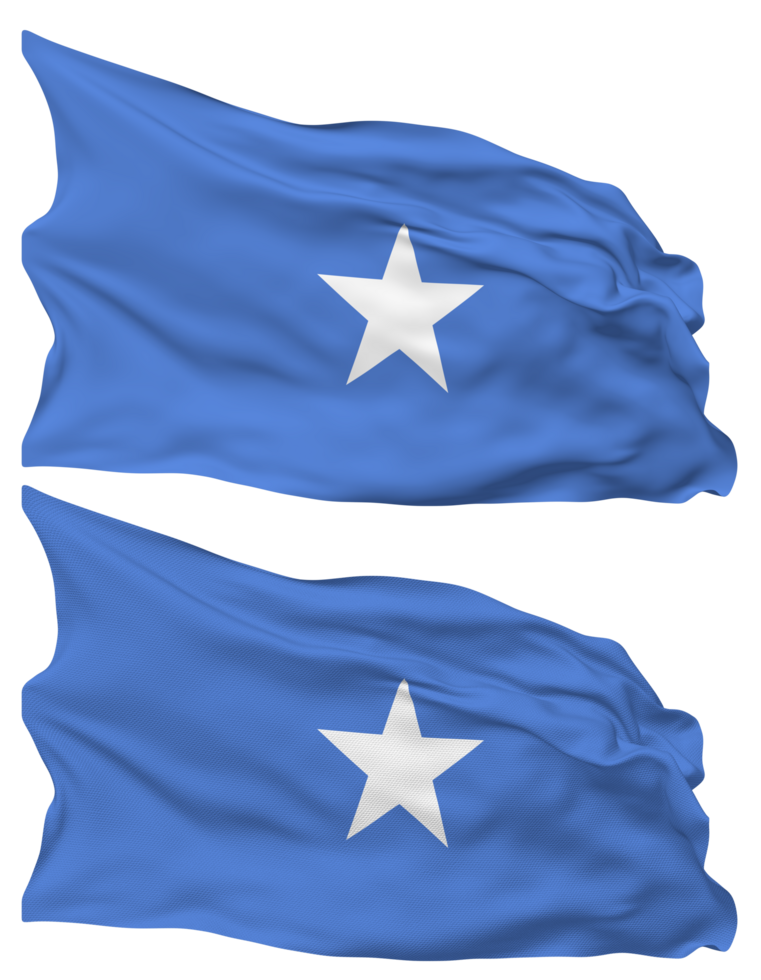Somalia Flag Waves Isolated in Plain and Bump Texture, with Transparent Background, 3D Rendering png