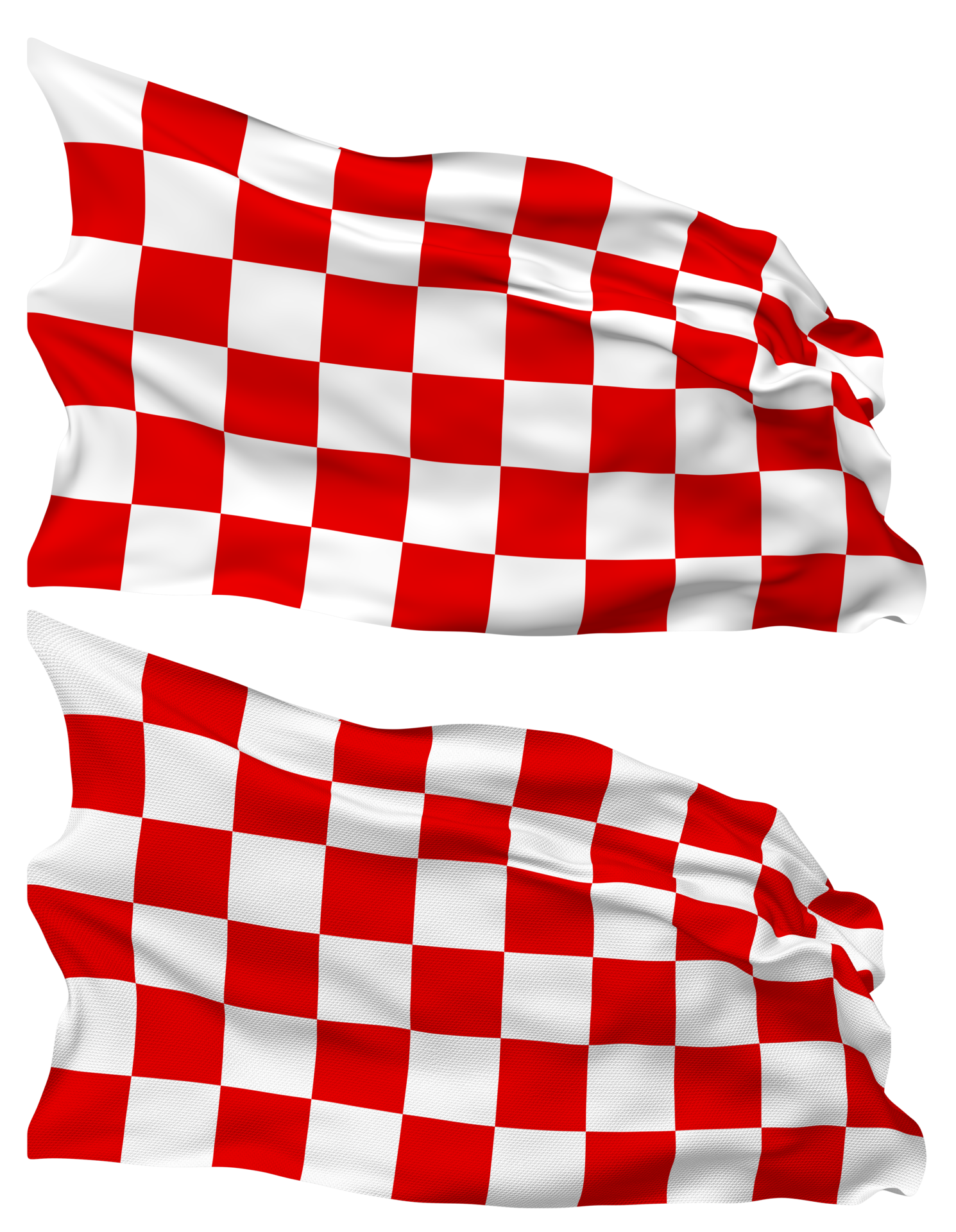 Racing Red and White Checkered Flag Waves Isolated in Plain and Bump