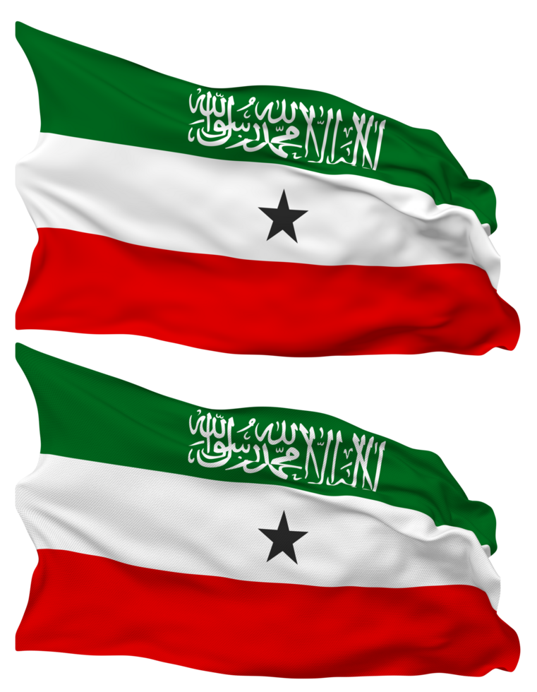 Somaliland Flag Waves Isolated in Plain and Bump Texture, with Transparent Background, 3D Rendering png