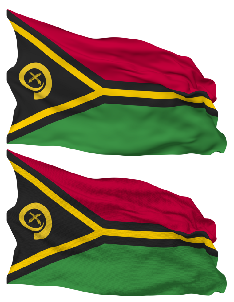Vanuatu Flag Waves Isolated in Plain and Bump Texture, with Transparent Background, 3D Rendering png