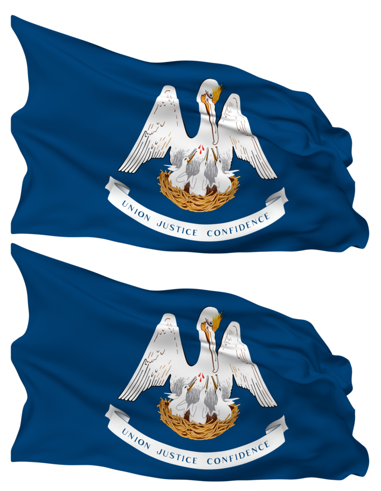 State of Louisiana Flag Waves Isolated in Plain and Bump Texture, with Transparent Background, 3D Rendering png
