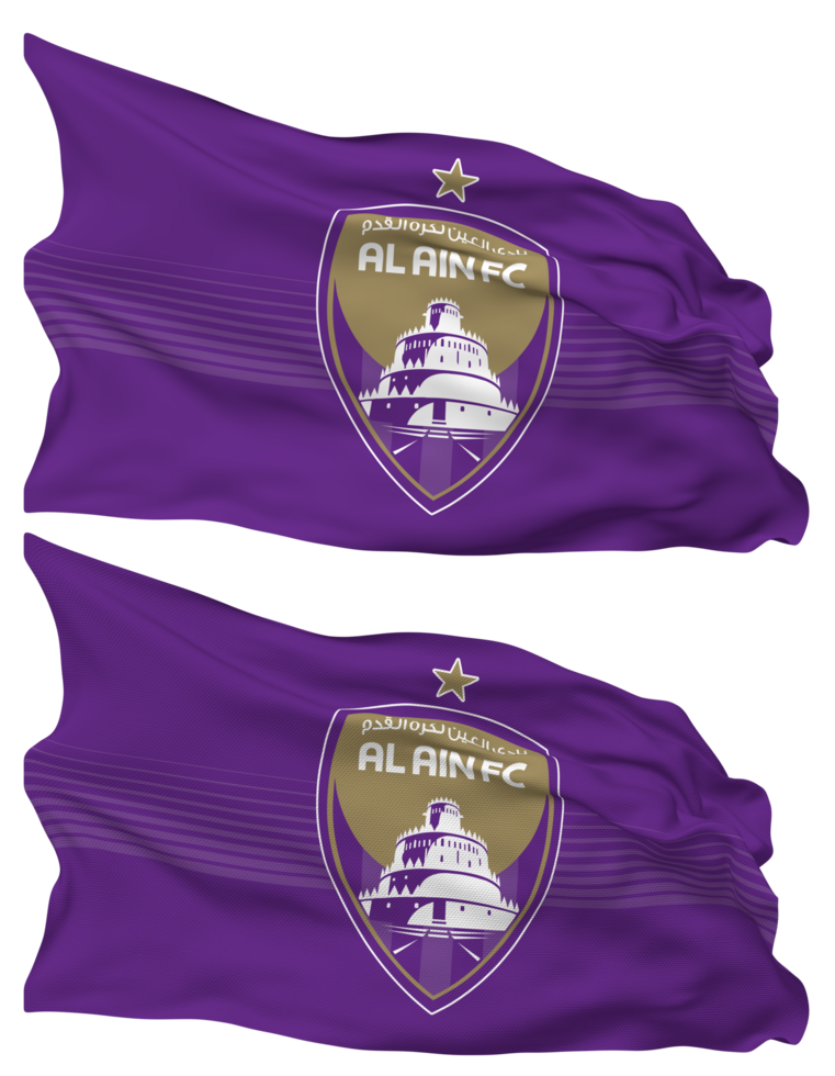 Al Ain Football Club Flag Waves Isolated in Plain and Bump Texture, with Transparent Background, 3D Rendering png