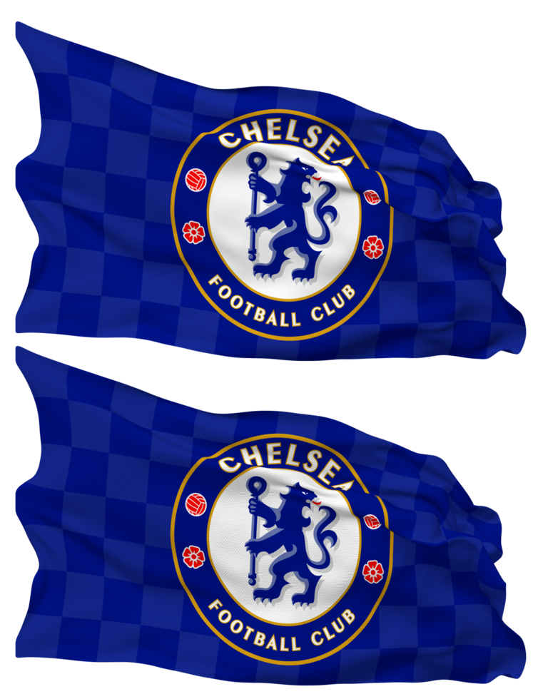 Chelsea Football Club Flag Waves Isolated in Plain and Bump Texture, with Transparent Background, 3D Rendering png