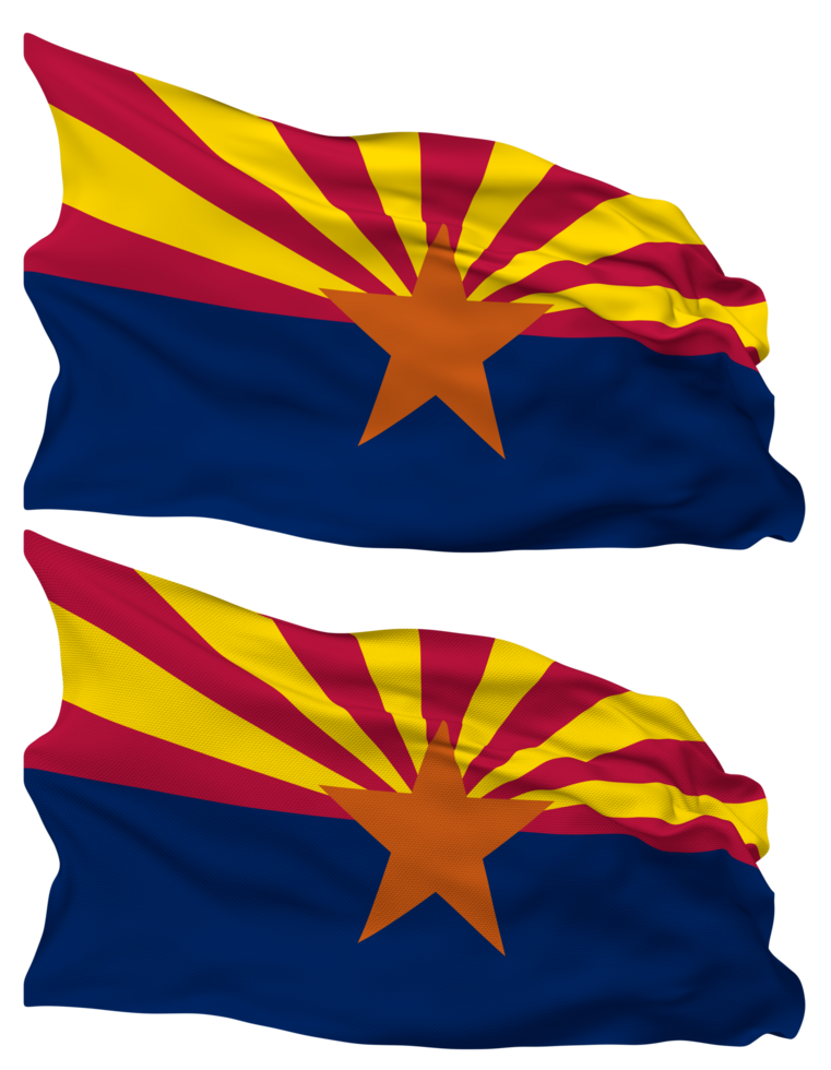 State of Arizona Flag Waves Isolated in Plain and Bump Texture, with Transparent Background, 3D Rendering png