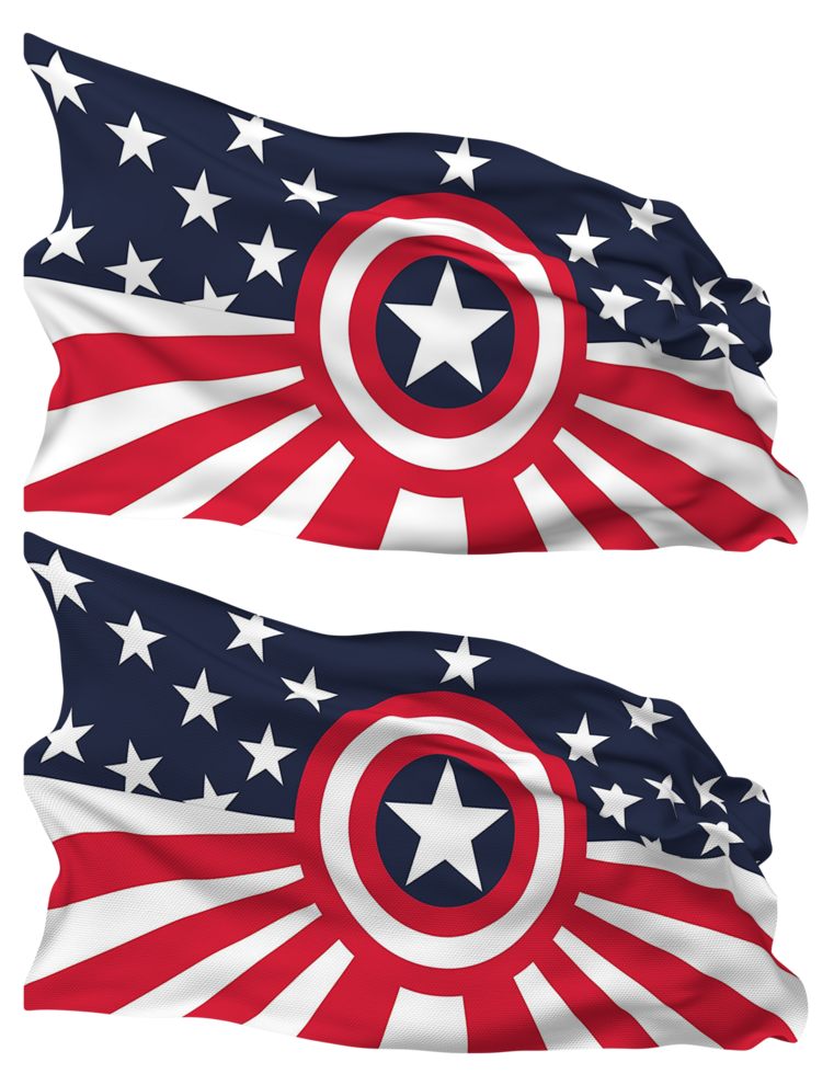 USA Captain America Flag Waves Isolated in Plain and Bump Texture, with Transparent Background, 3D Rendering png