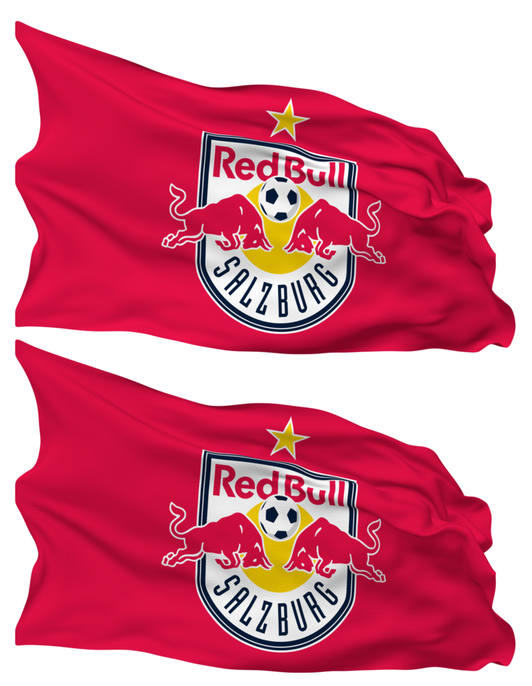 FC Red Bull Salzburg Flag Waves Isolated in Plain and Bump Texture, with Transparent Background, 3D Rendering png