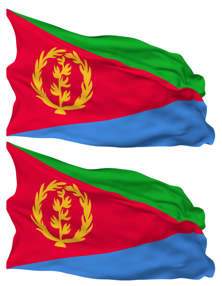 Eritrea Flag Waves Isolated in Plain and Bump Texture, with Transparent Background, 3D Rendering png