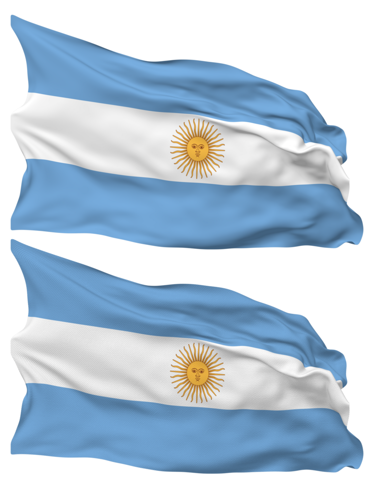 Argentina Flag Waves Isolated in Plain and Bump Texture, with Transparent Background, 3D Rendering png