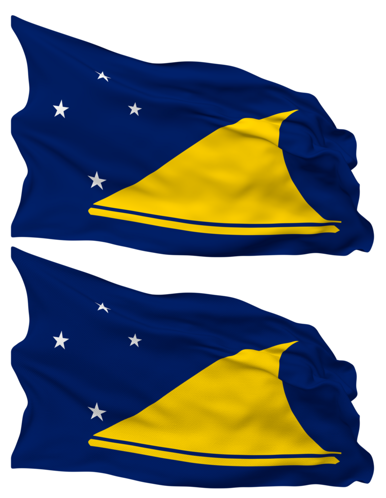 Tokelau Islands Flag Waves Isolated in Plain and Bump Texture, with Transparent Background, 3D Rendering png