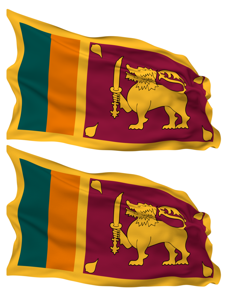 Sri Lanka Flag Waves Isolated in Plain and Bump Texture, with Transparent Background, 3D Rendering png