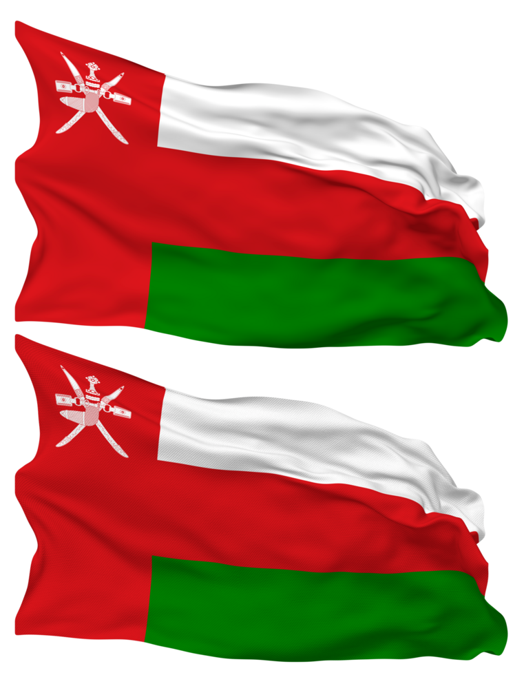 Oman Flag Waves Isolated in Plain and Bump Texture, with Transparent Background, 3D Rendering png