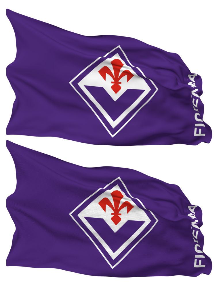 ACF Fiorentina, Fiorentina Pinned Flag from Corners, Isolated with  Different Waving Variations, 3D Rendering 24797624 PNG