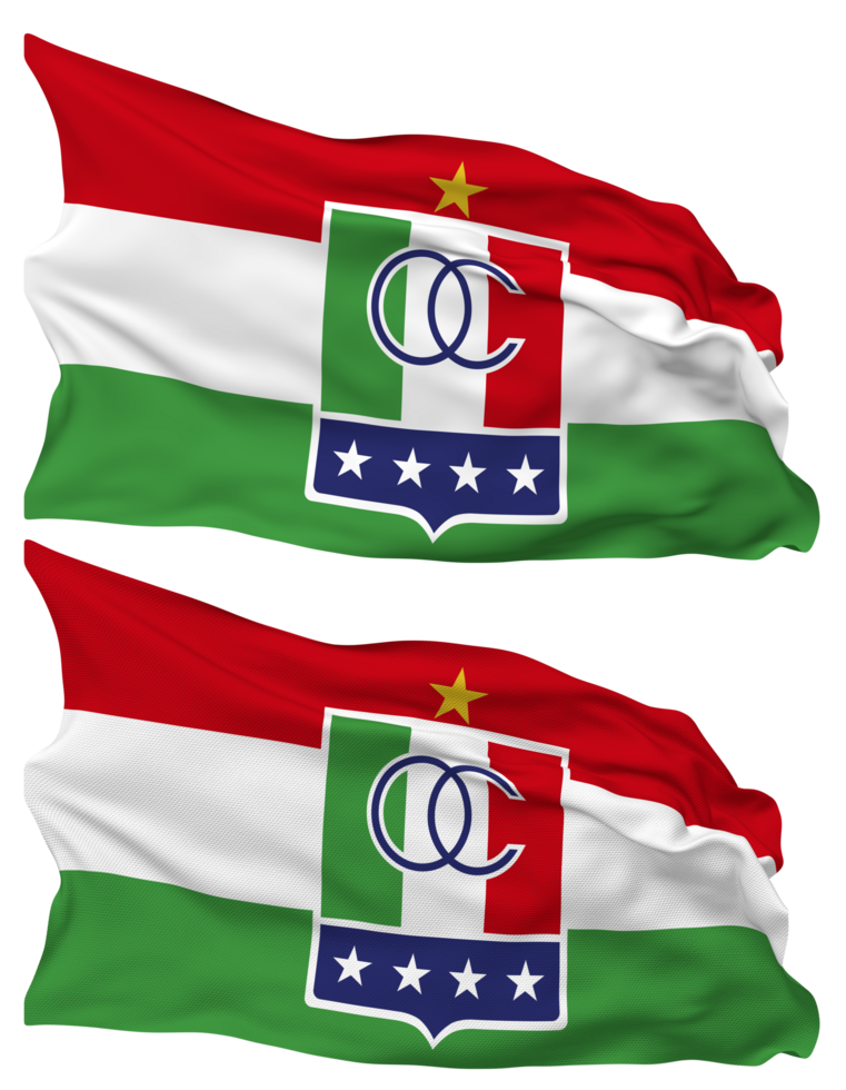 Once Caldas SA Football Flag Waves Isolated in Plain and Bump Texture, with Transparent Background, 3D Rendering png