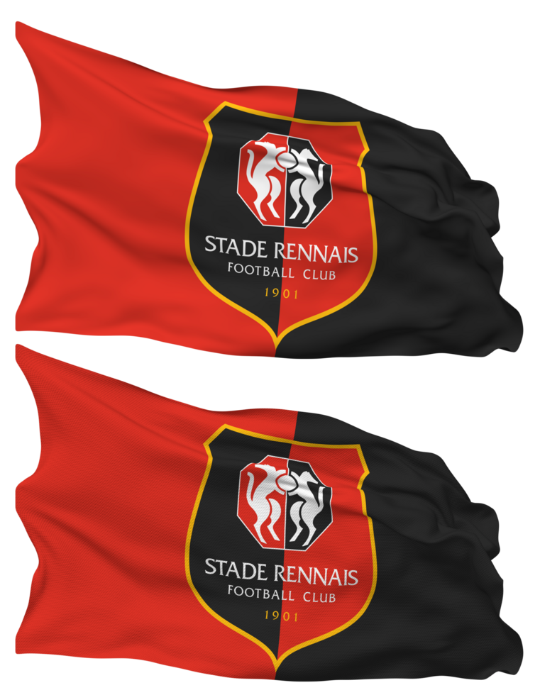 stade rennais fotboll klubb flagga vågor isolerat i enkel och stöta textur, med transparent bakgrund, 3d tolkning png