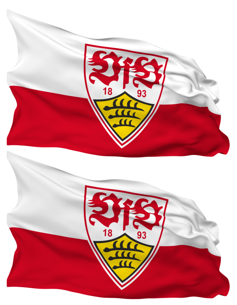 Verein fur Bewegungsspiele Stuttgart 1893 e V, VfB Stuttgart Flag Waves Isolated in Plain and Bump Texture, with Transparent Background, 3D Rendering png