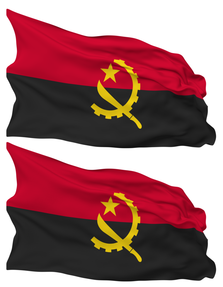 Angola Flag Waves Isolated in Plain and Bump Texture, with Transparent Background, 3D Rendering png