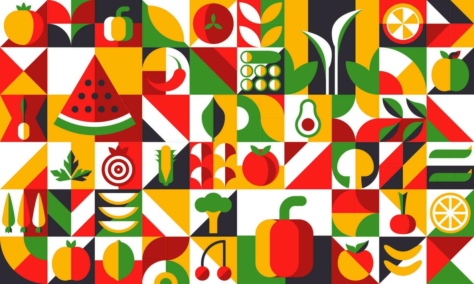 Fruits Bauhaus modern geometric pattern background vector