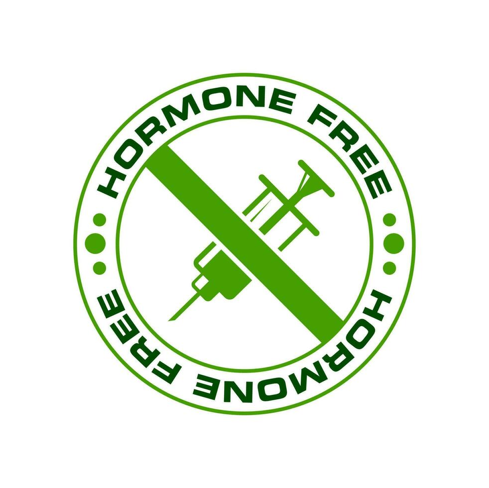 Hormone free icon, syringe in prohibition sign vector