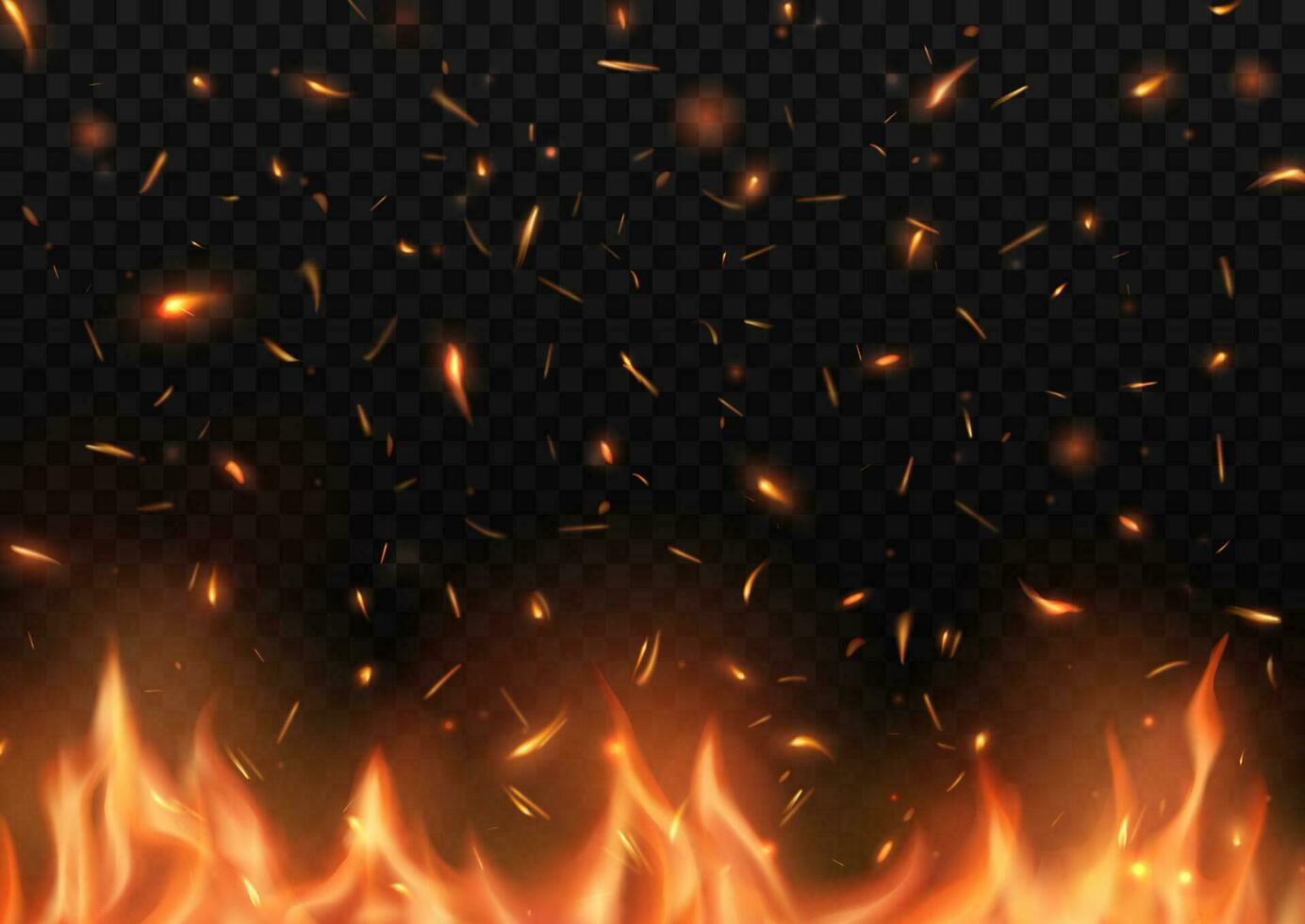 Realistic fire with sparks vector burning campfire
