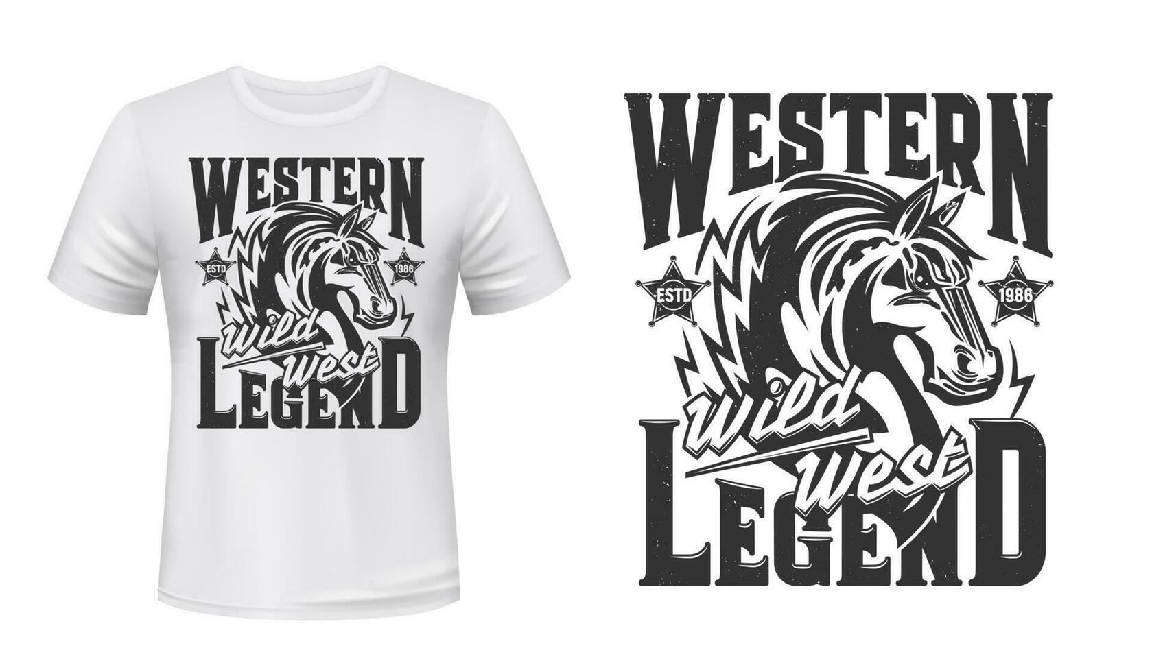 Wild west mustang t-shirt vector print template