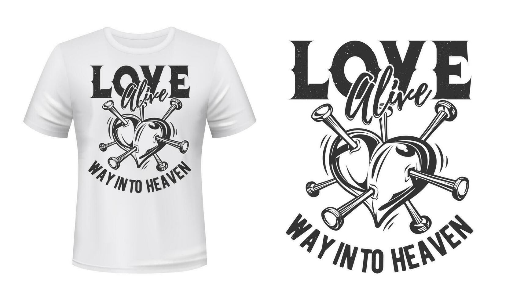 Heart love t-shirt print mockup broken heart vector