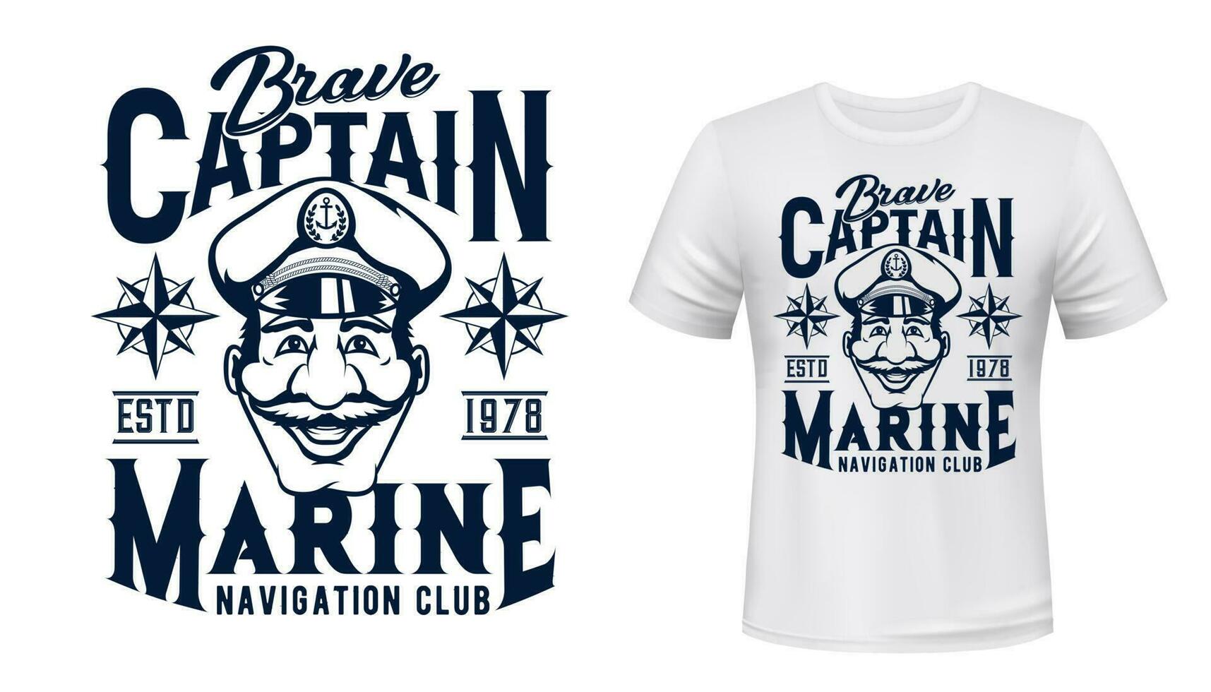 marina capitán camiseta vector impresión modelo