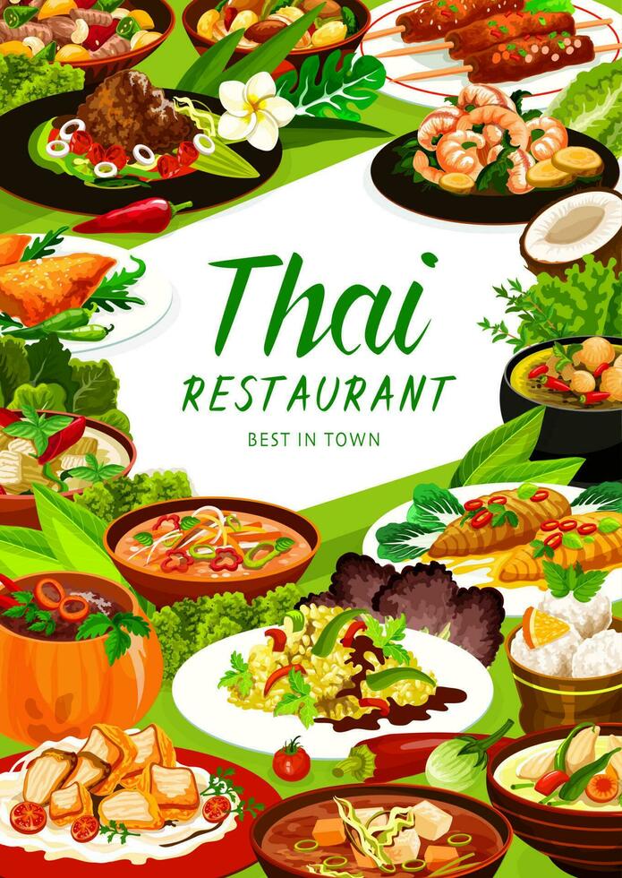 Thailand food restaurant vector banner or poster