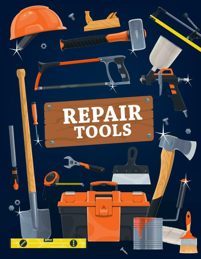 House repair and construction hand tools vector