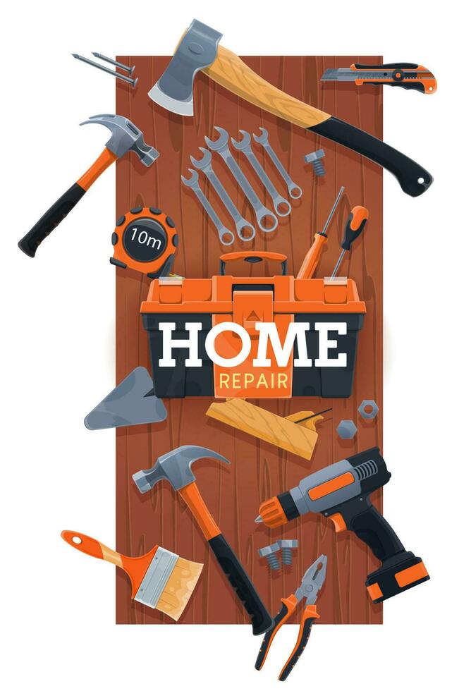 Home repair and renovation hand tools kit vector