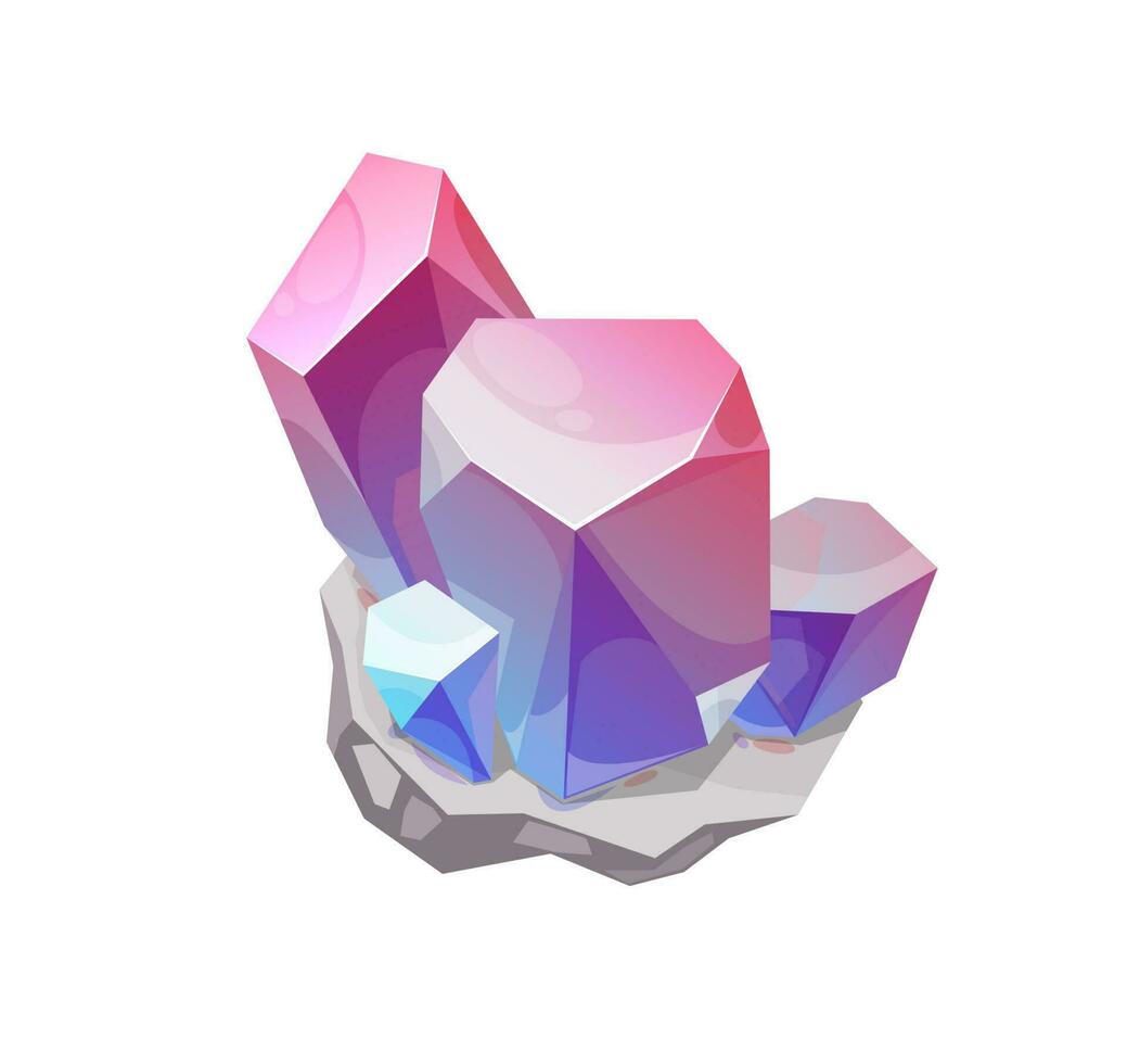 Magic crystal vector pink and blue rock gem stone