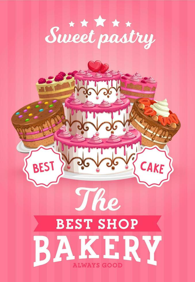 Cakes shop vector bakery promo sweet confectionery