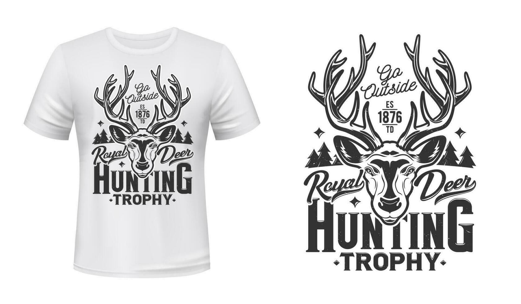 Deer hunting t-shirt print mockup hunt trophy club vector