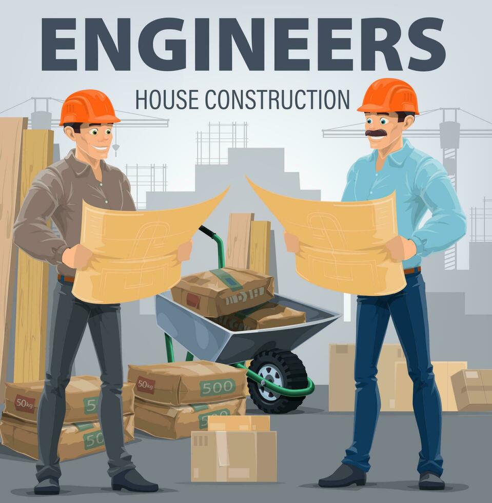 Construction engineers, building architects vector
