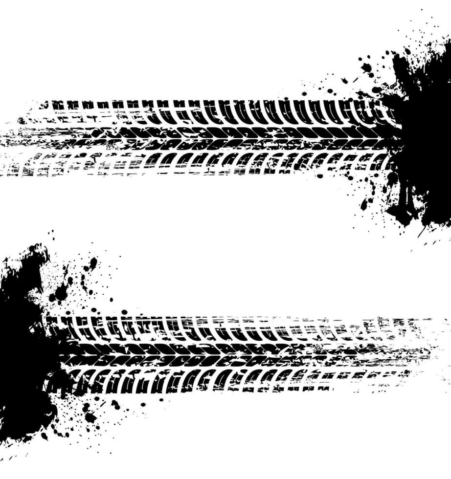 Tire prints, car tyre tracks isolated vector marks