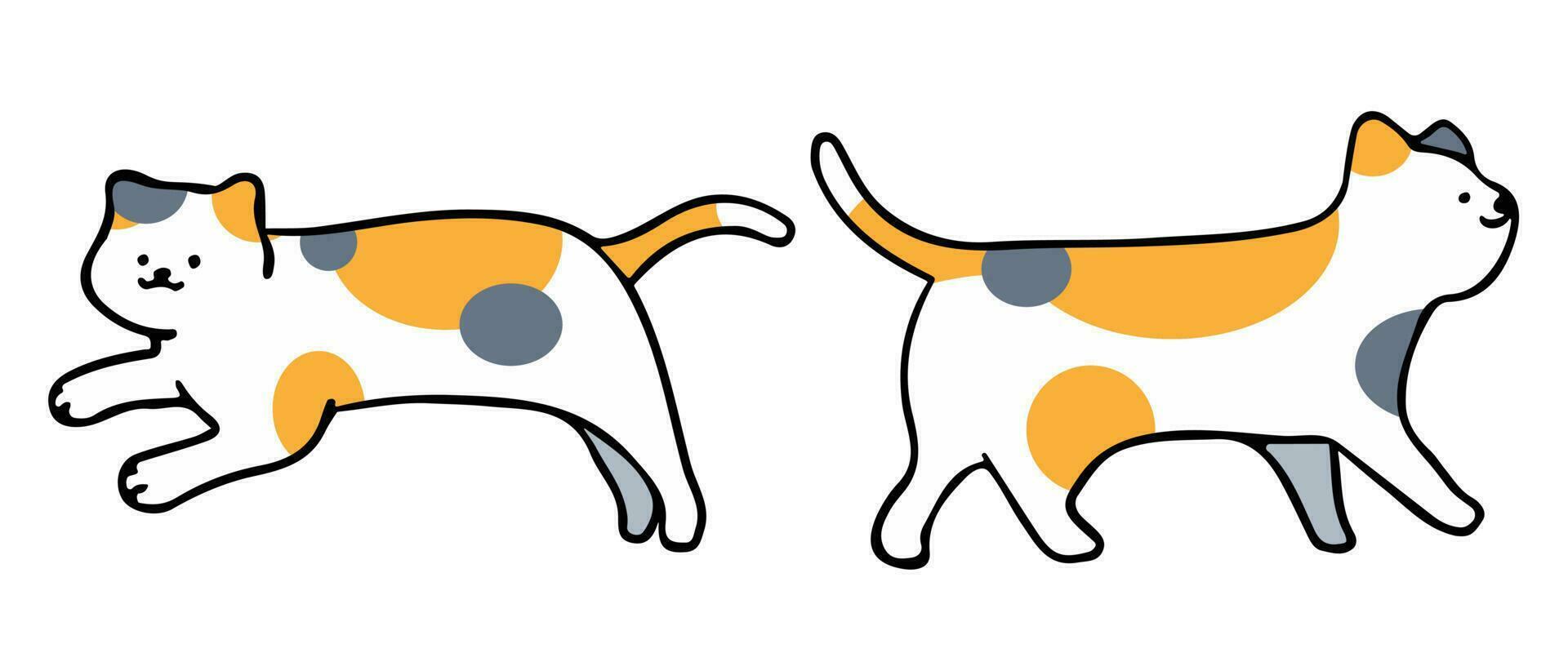 un gato en un contorno estilo personaje diseño y un plano diseño estilo mínimo vector ilustración.