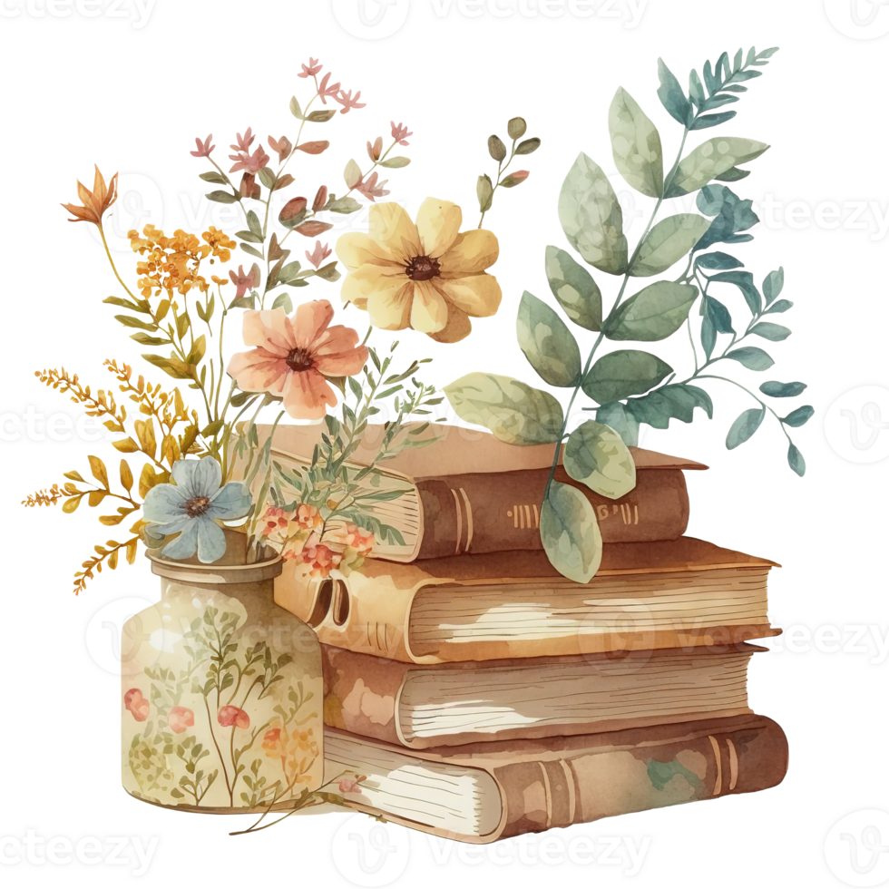 Free Flower Book Watercolor ai generative 23399935 PNG with Transparent