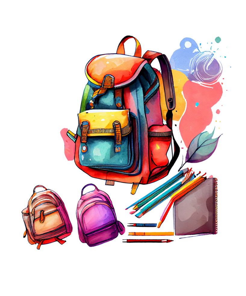 Drawn Backpack Watercolor Clipart png